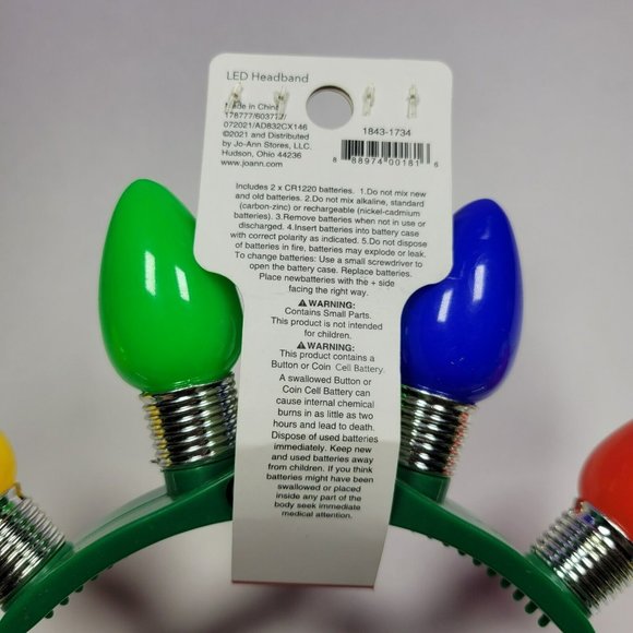 Holiday Headband Christmas String Light LED Bulb Colorful Party Outfit Gift - Picture 3 of 4